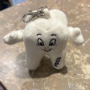 White Tooth Plush Keychain